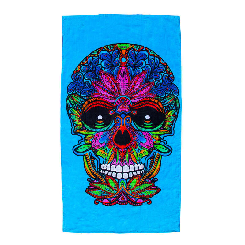 TOALLA ESTAMPADA CALAVERA TURQUESA