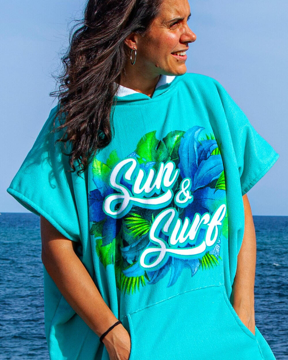 SURFPONCHO VOOR VOLWASSEN MICROVEZEL MET BADSTOF 2/5