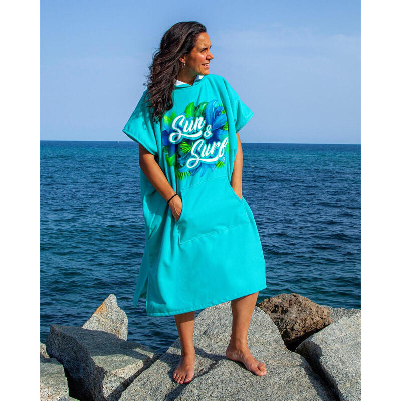 PONCHO SURF ADULTO DE MICROFIBRA CON RIZO