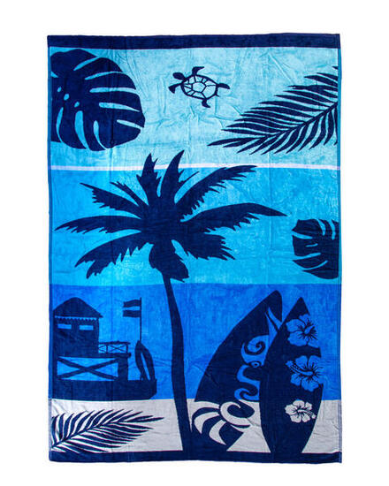 SERVIETTE DE PLAGE JACQUARD VELOURS DE COTON - DOUBLE - PLAGE