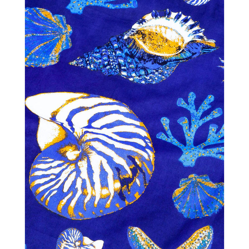 PAREO ESTAMPADO CON RIZO NAUTILUS MARINO