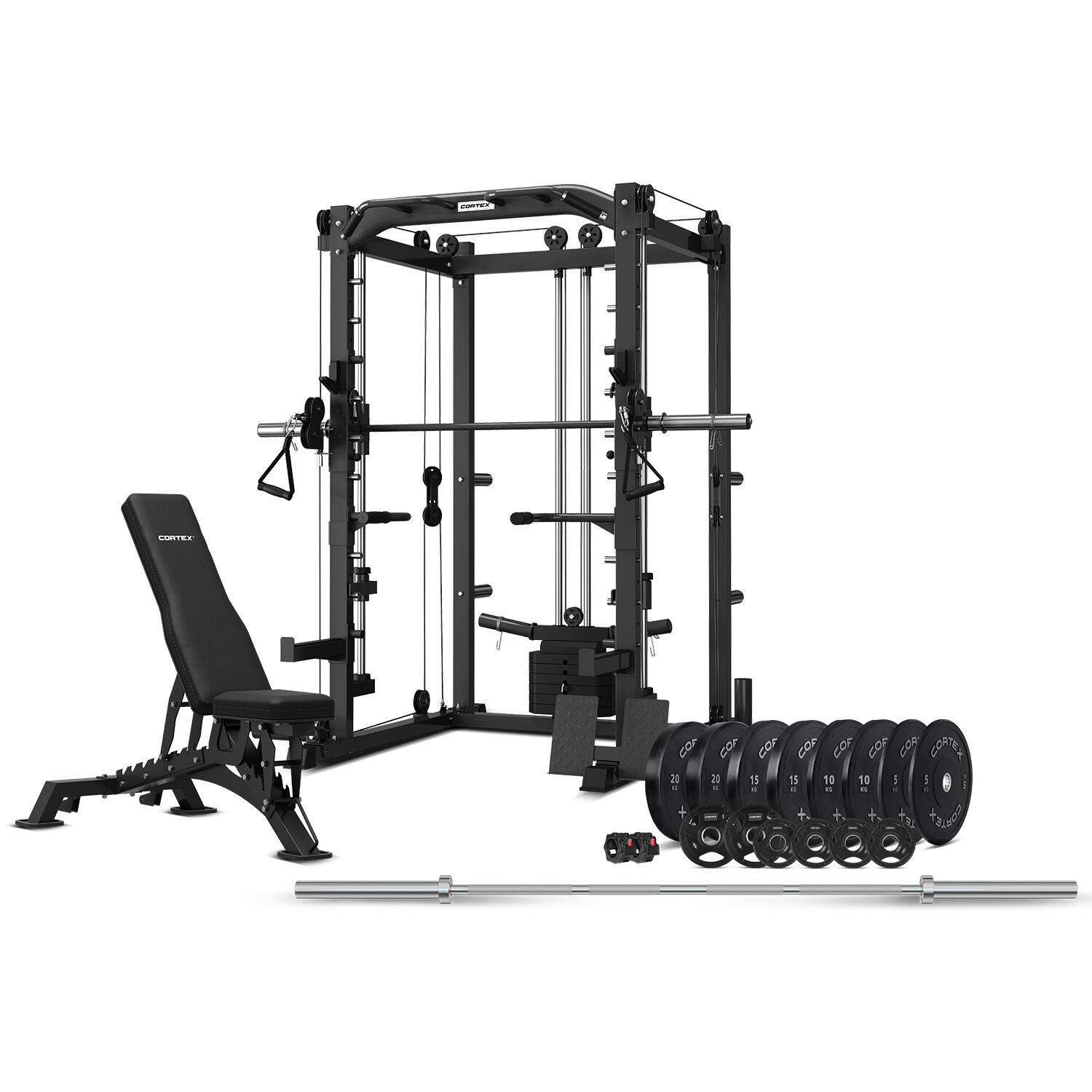 CORTEX SM20 Smith Station with Olympic Bumper Weight, Bar and Bench Set