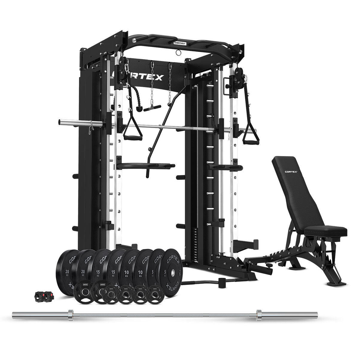 CORTEX SM26 Multi Gym with Olympic Bumper Weight, Bar and Bench Set