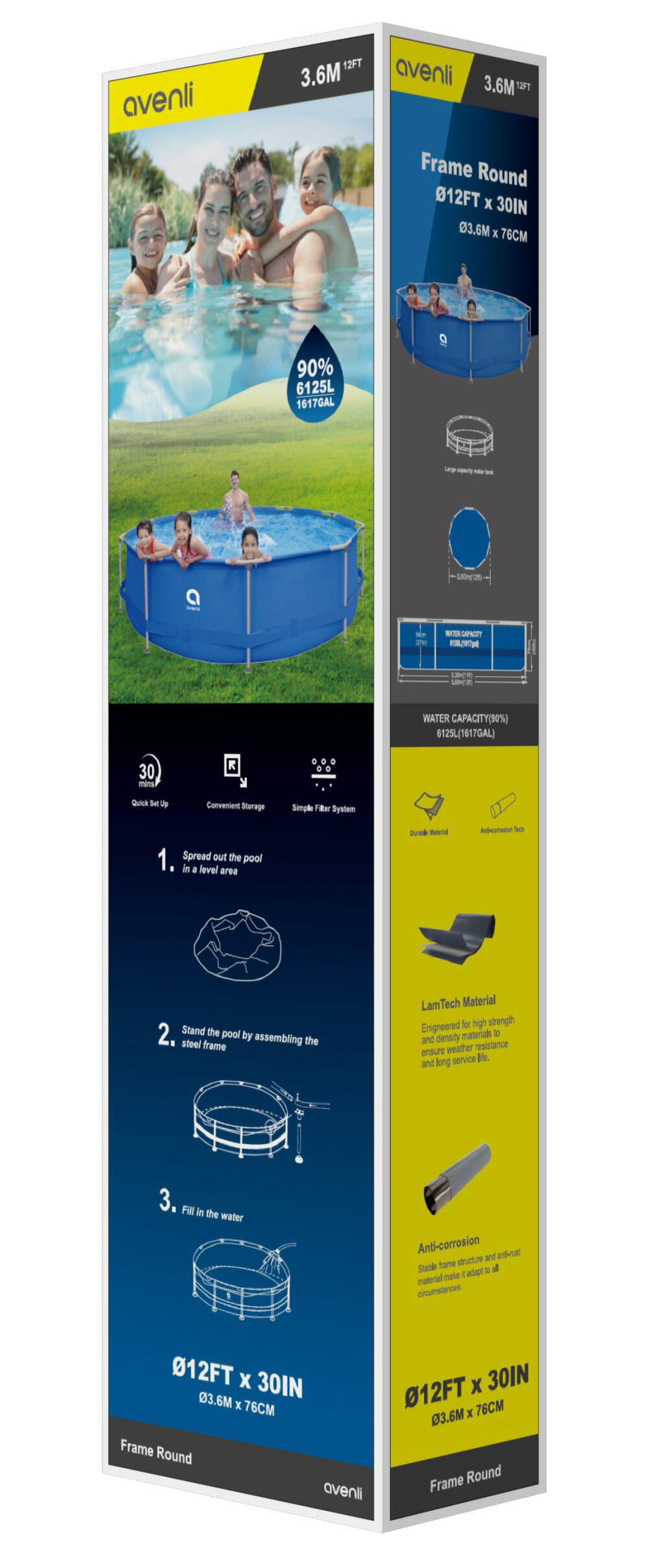 Schwimmbad AVENLI Sirocco Blue 360 ​​​​x 76 cm Set mit Kartuschenfiltration 7/7