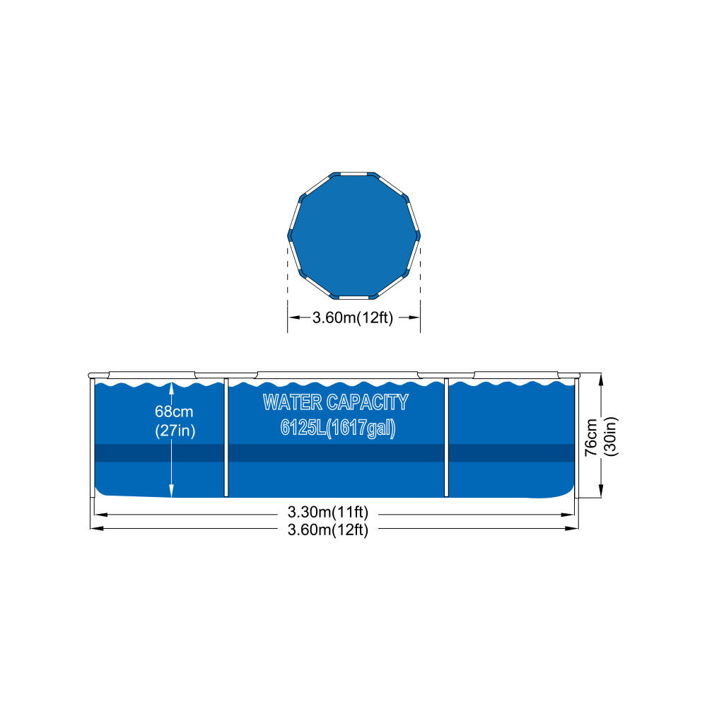 Schwimmbad AVENLI Sirocco Blue 360 ​​​​x 76 cm Set mit Kartuschenfiltration 6/7