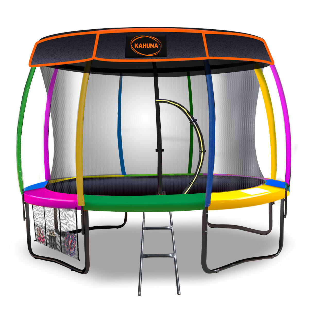 Kahuna Trampoline with Basketball Set and Roof