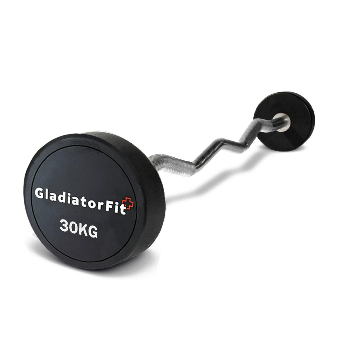 Gladiatorfit - Haltère Long En Caoutchouc 30 Kg Noir Avec Poignées Chromées - Barre De Musculation - Blanc - 25-35 Kg - Decathlon