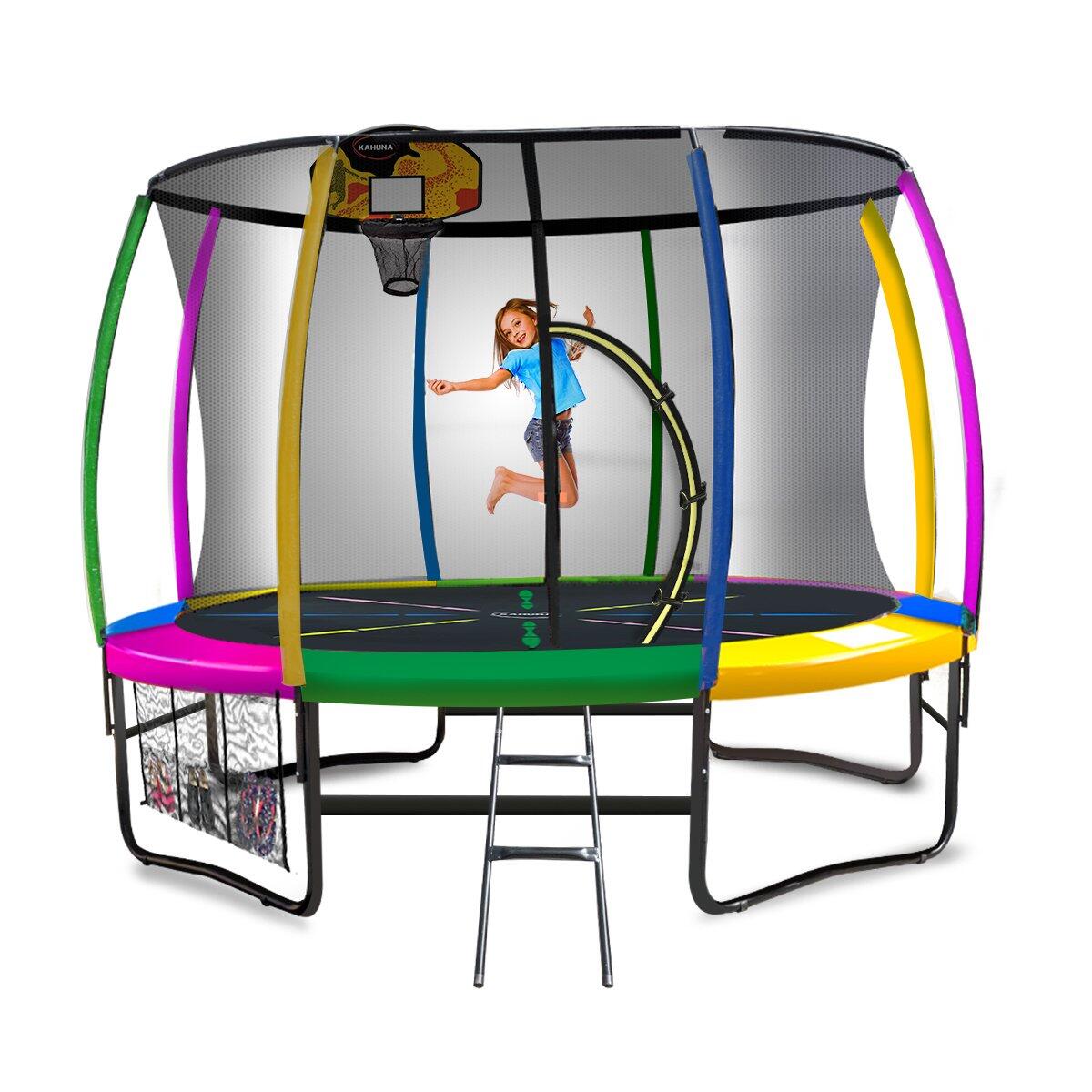 Kahuna Trampoline with Basketball Set - Rainbow