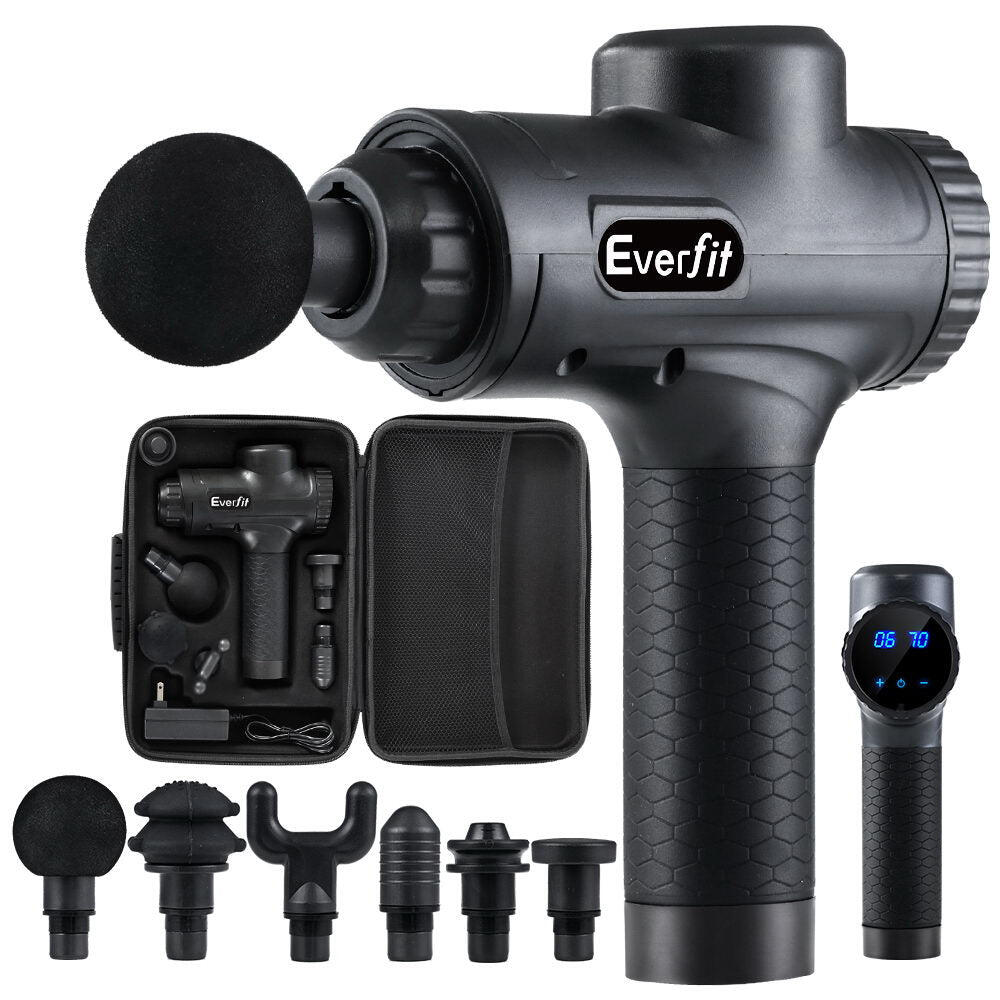 Massage Gun 30 Speed 6 Heads Muscle Massager (Black)