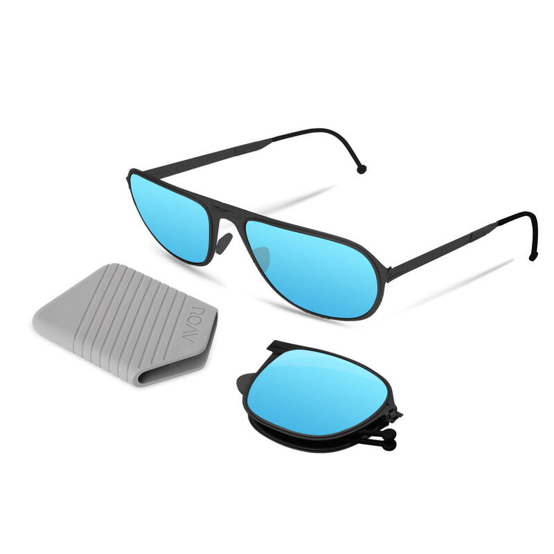 Gang 8601.1 Folding Sunglass - Matte Black / Blue Mirror