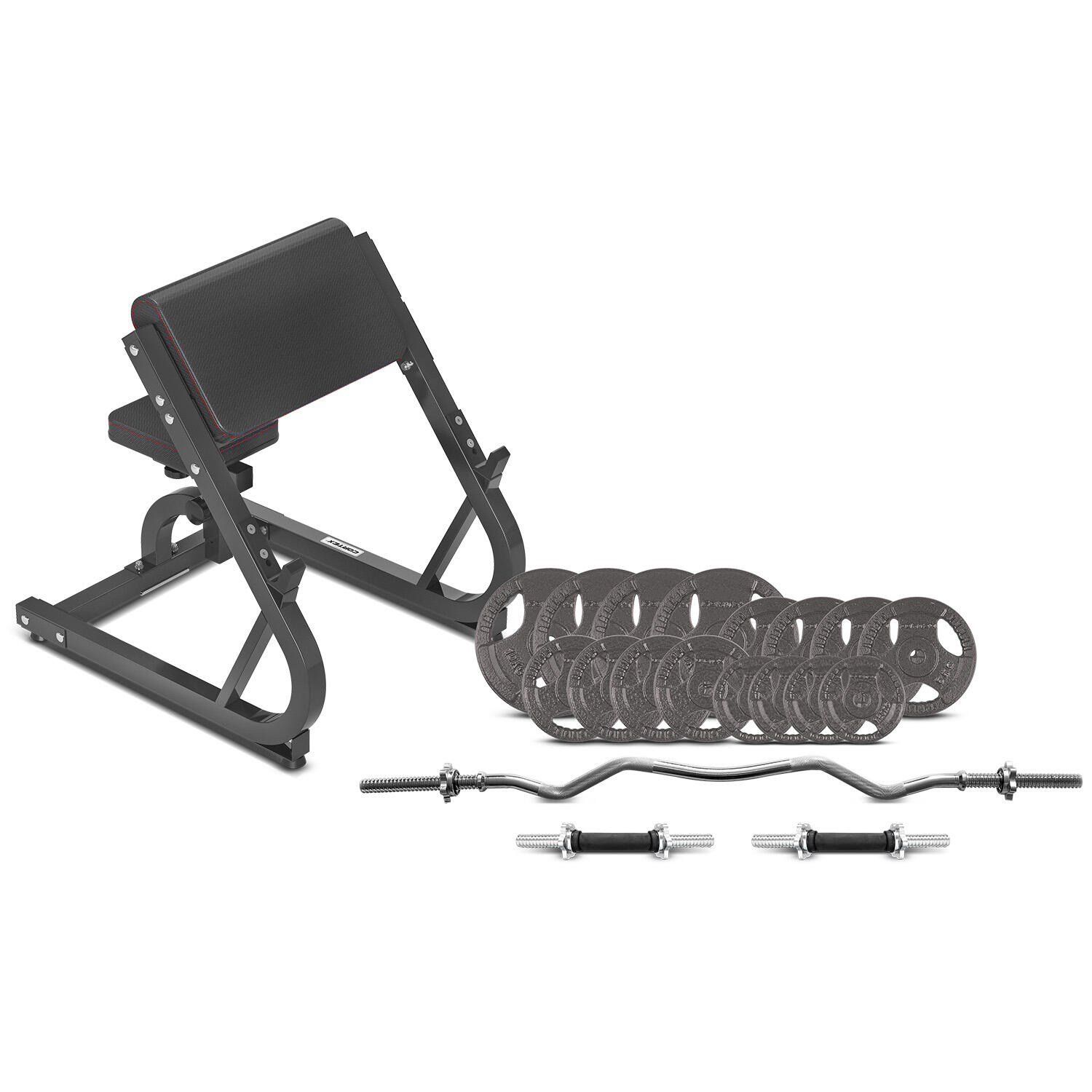 84kg Standard Tri-Grip Weight Plate & Curl Bar Package