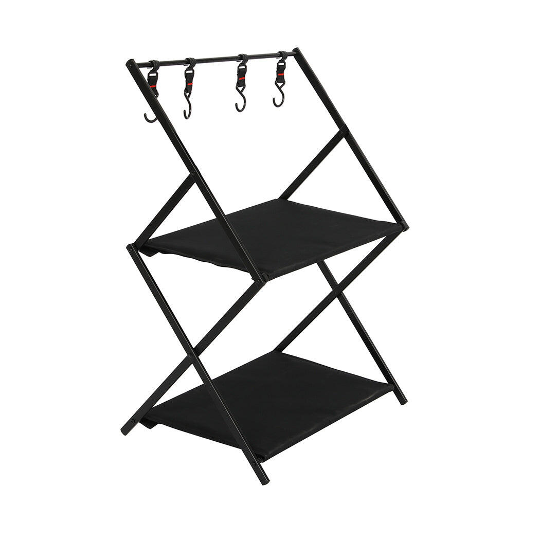 Levede S Szie 47.8x31x71cm Camping Shelf 2 Layers Portable  - Black
