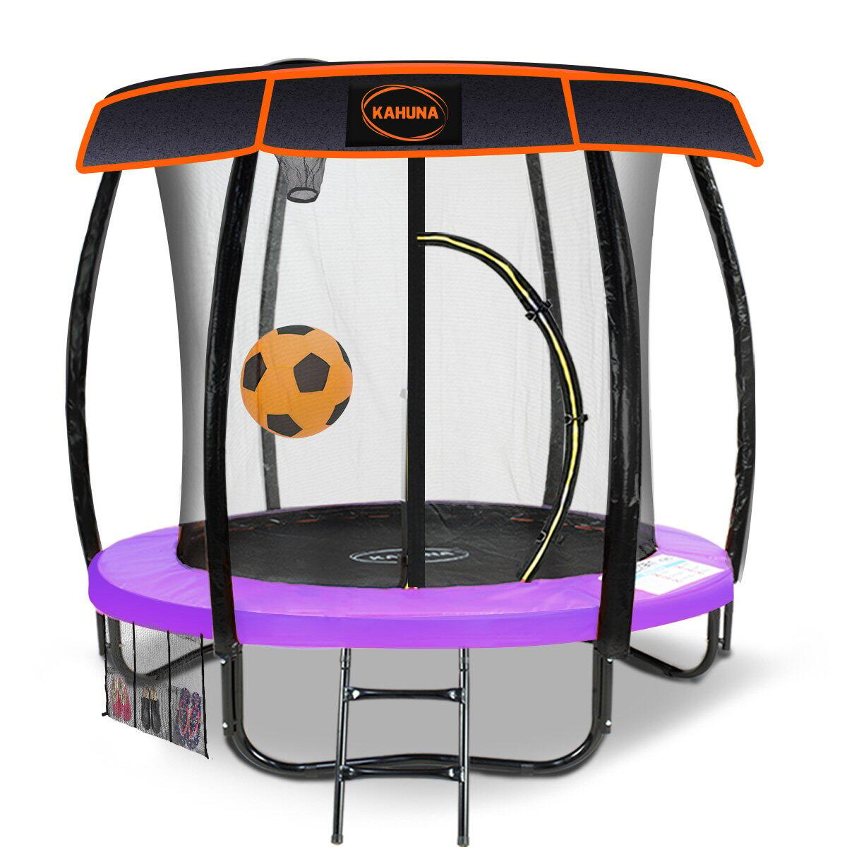 Kahuna Trampoline with Basketball Set & Roof
