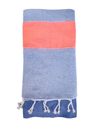 FOUTA BLEU D + SAUMON FLUOR
