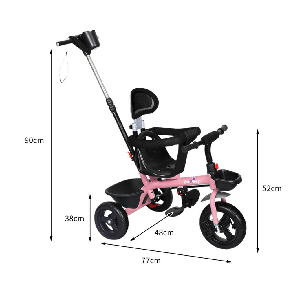 Bopeep Kids Tricycle Ride On Trike Toddler Balance Bike Prams Stroller Pink