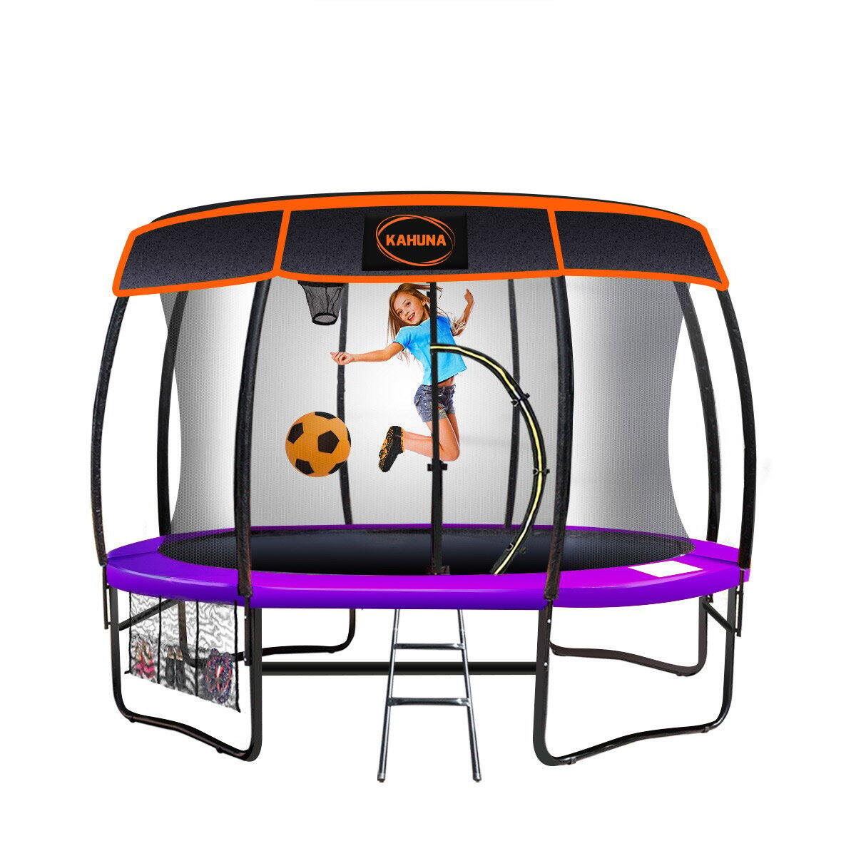 Kahuna Trampoline with Basketball Set and Roof