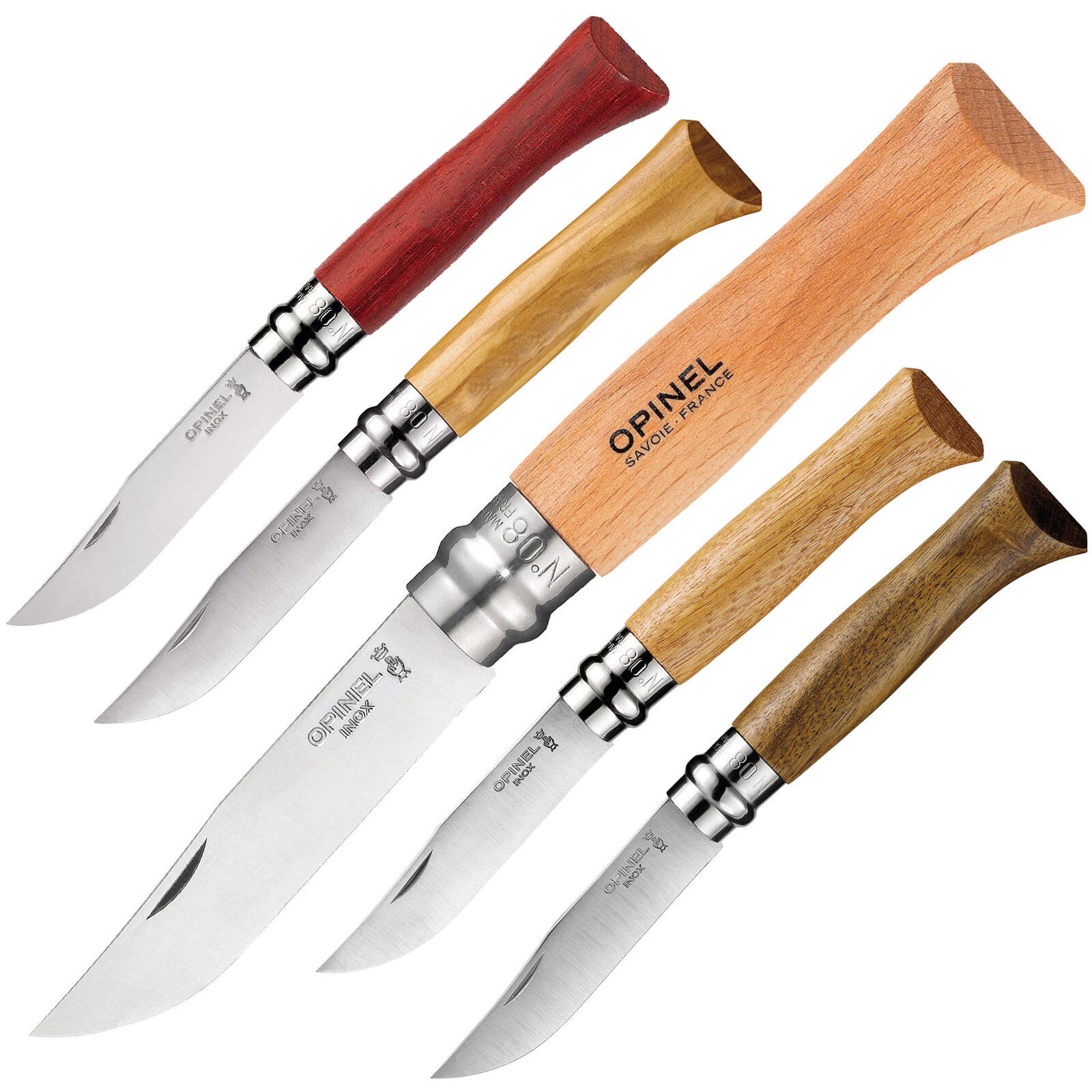 Cuchillo Plegable No 8 de Bolsillo Camping Acero Inoxidable Madera Olivo 3/5