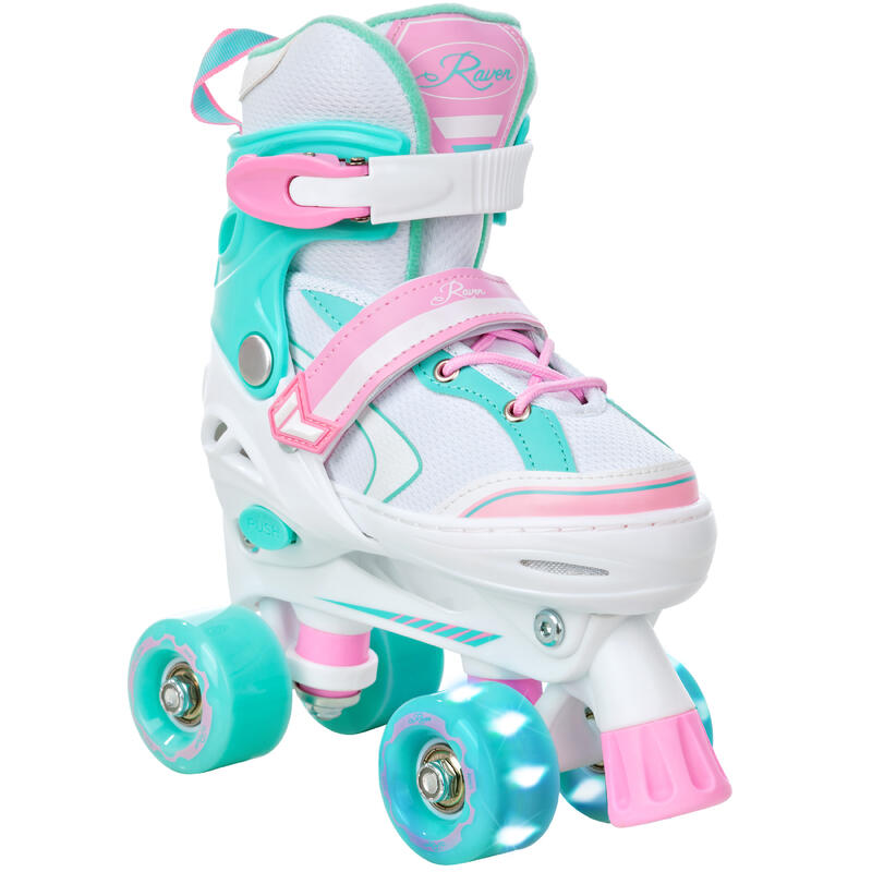 Patines 2en1 Ruedas Ajustables LED Lia Blanco/Menta/Rosa