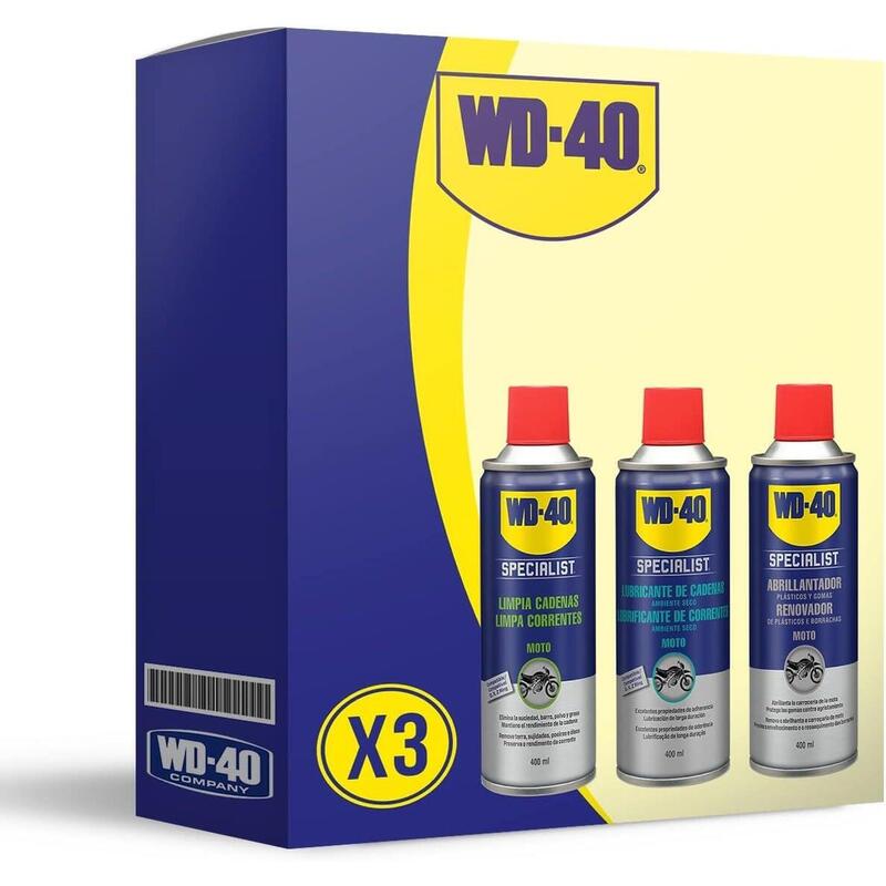 Pack mantenimiento WD-40 Limpiacadenas+ lubricante + abrillantador silicona