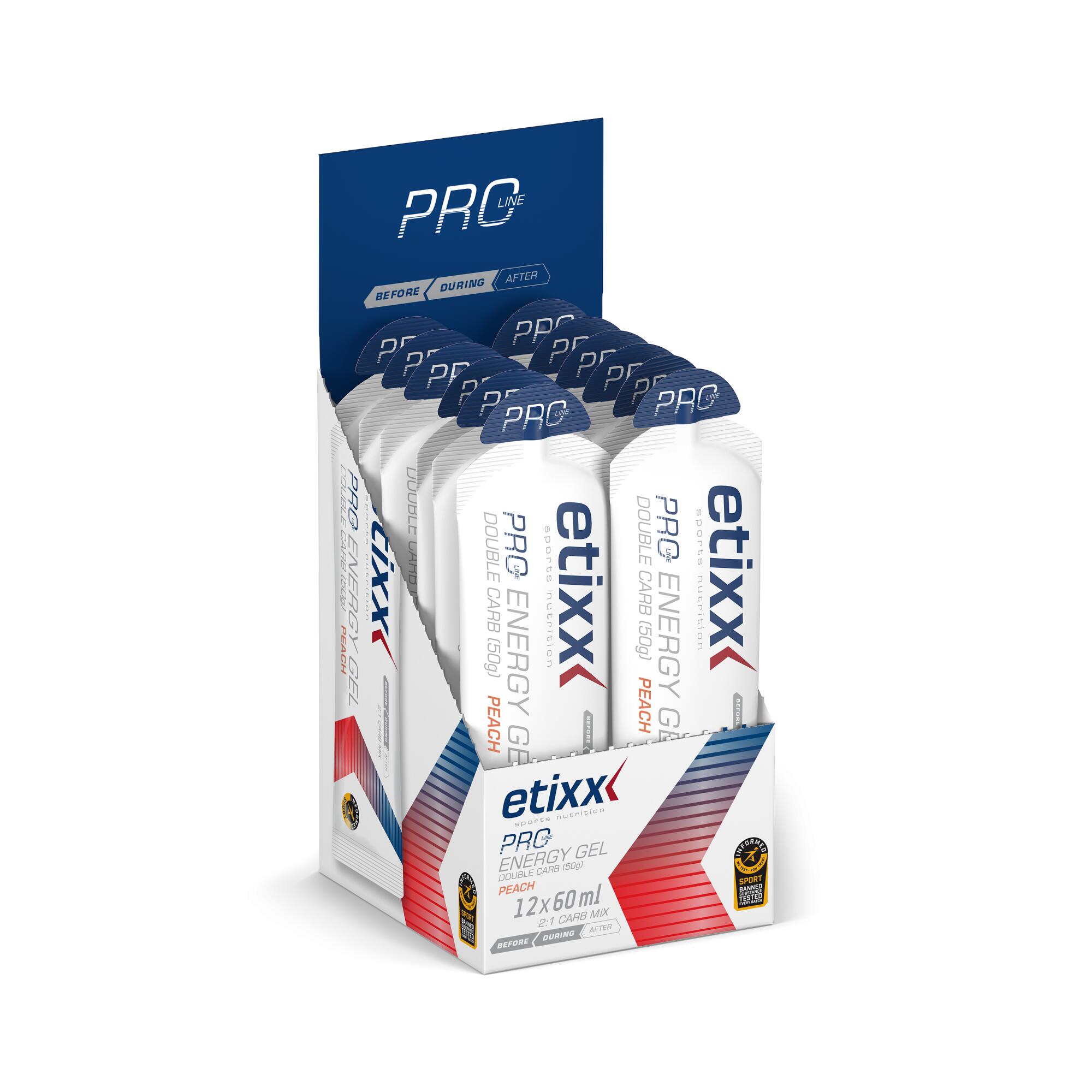 ETIXX Double Carb Energy Gel PRO LINE Peach 12x60ml