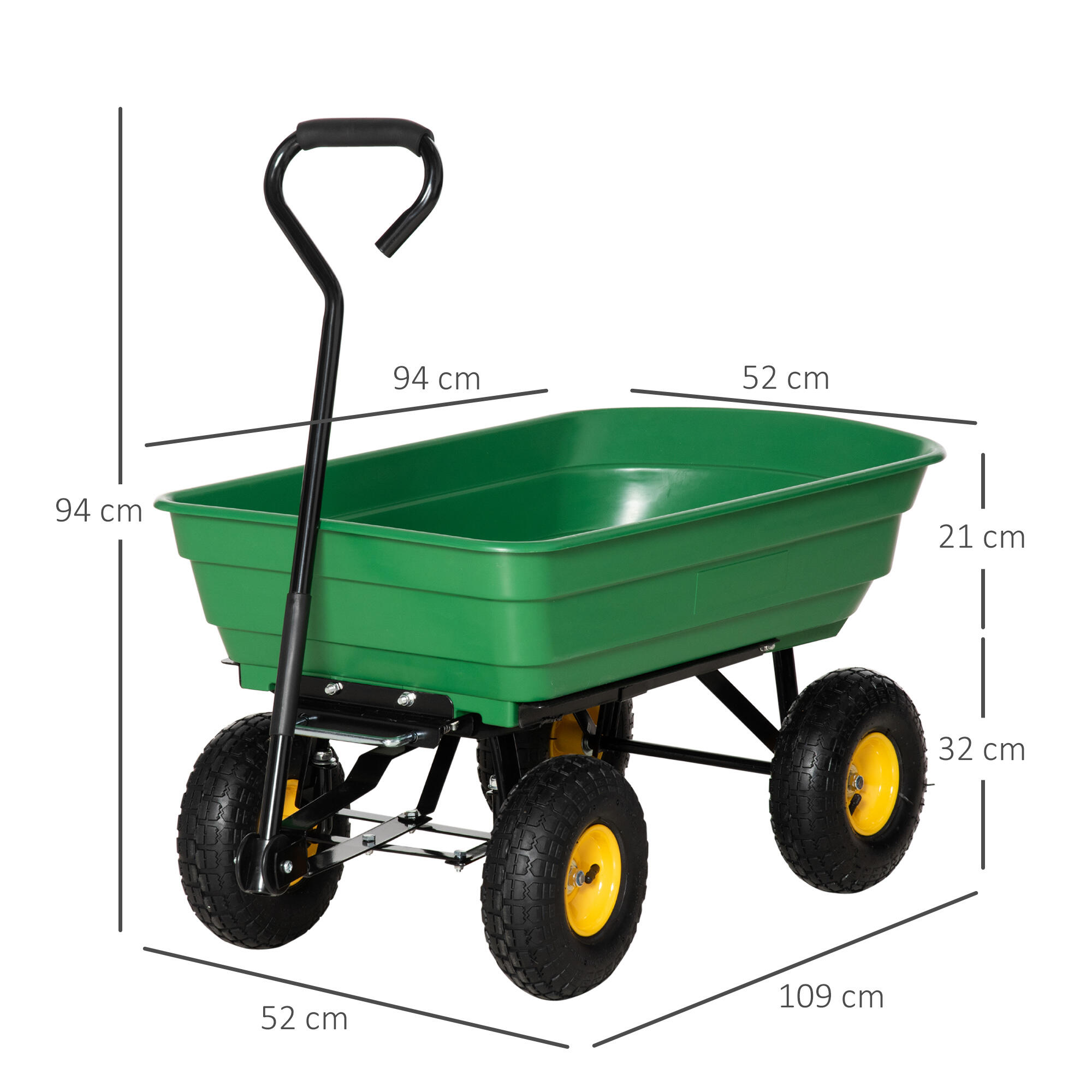 Carro de playa Outsunny 109x52x94 cm Verde Oscuro 2/6