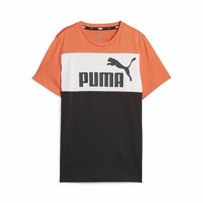 T-shirt met korte mouwen voor kinderen puma ess block zwart