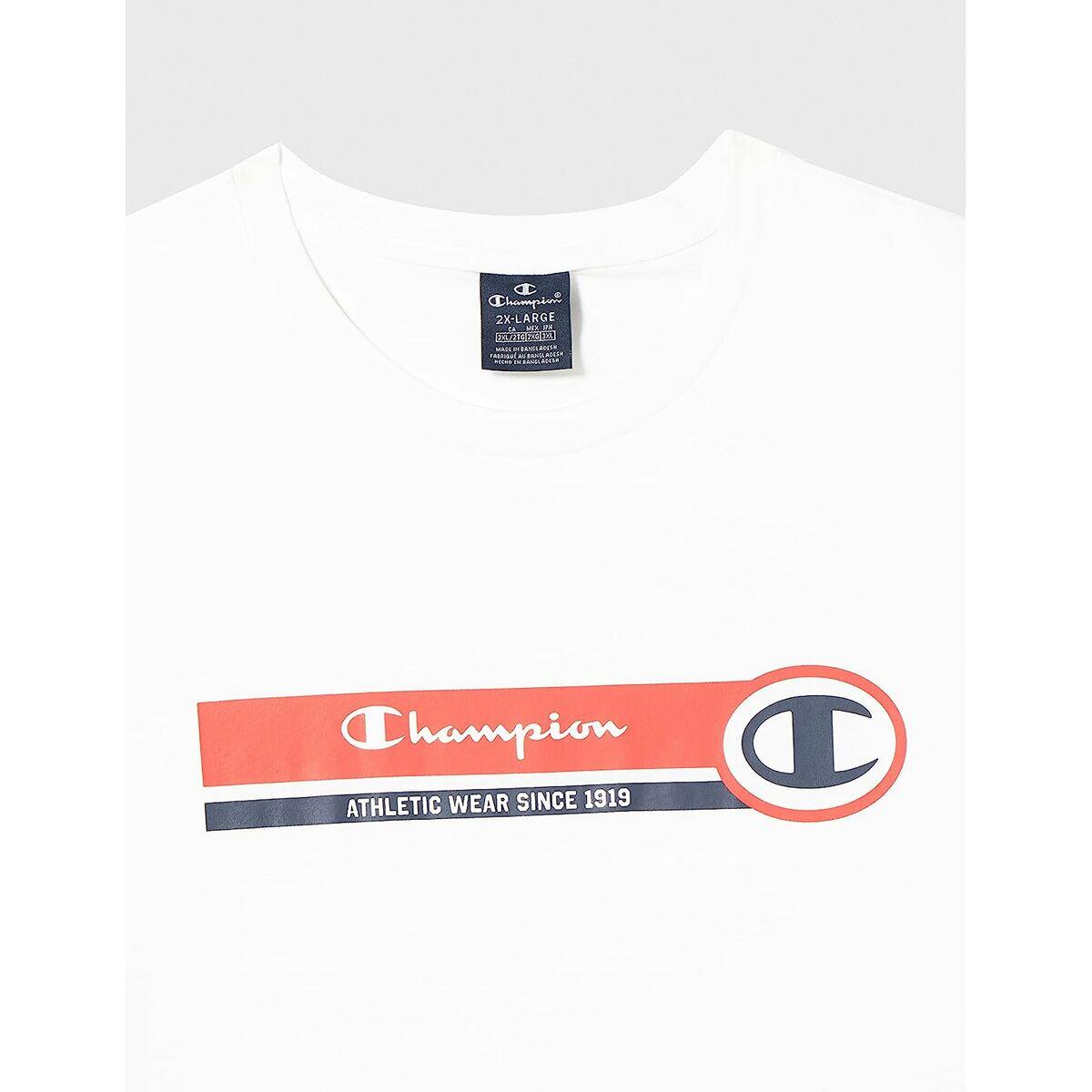 Camiseta de Manga Corta Hombre Champion Crewneck Blanco 3/5