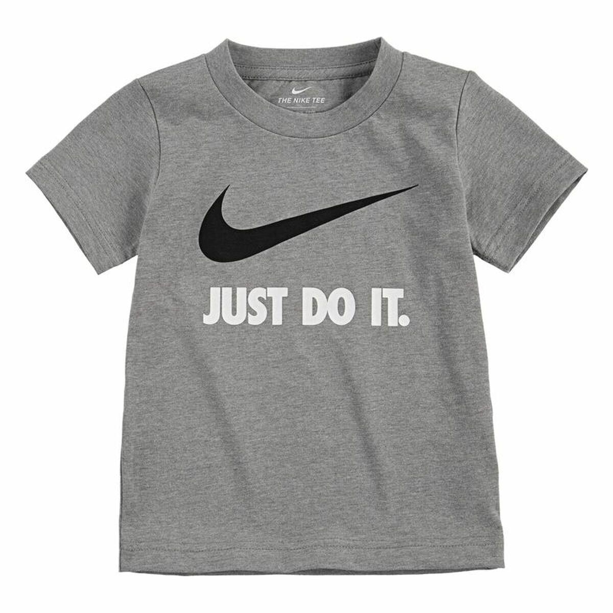 T-shirt de manga curta infantil nike swoosh jdi cinzento