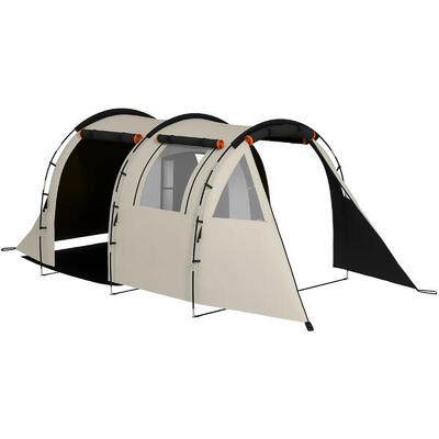 Outsunny Tenda da Campeggio 4-5 Persone. Copertura Oscurante. Impermeabile. Kaki