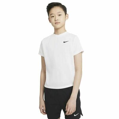 T-shirt met korte mouwen voor kinderen nike court dri-fit victory wit