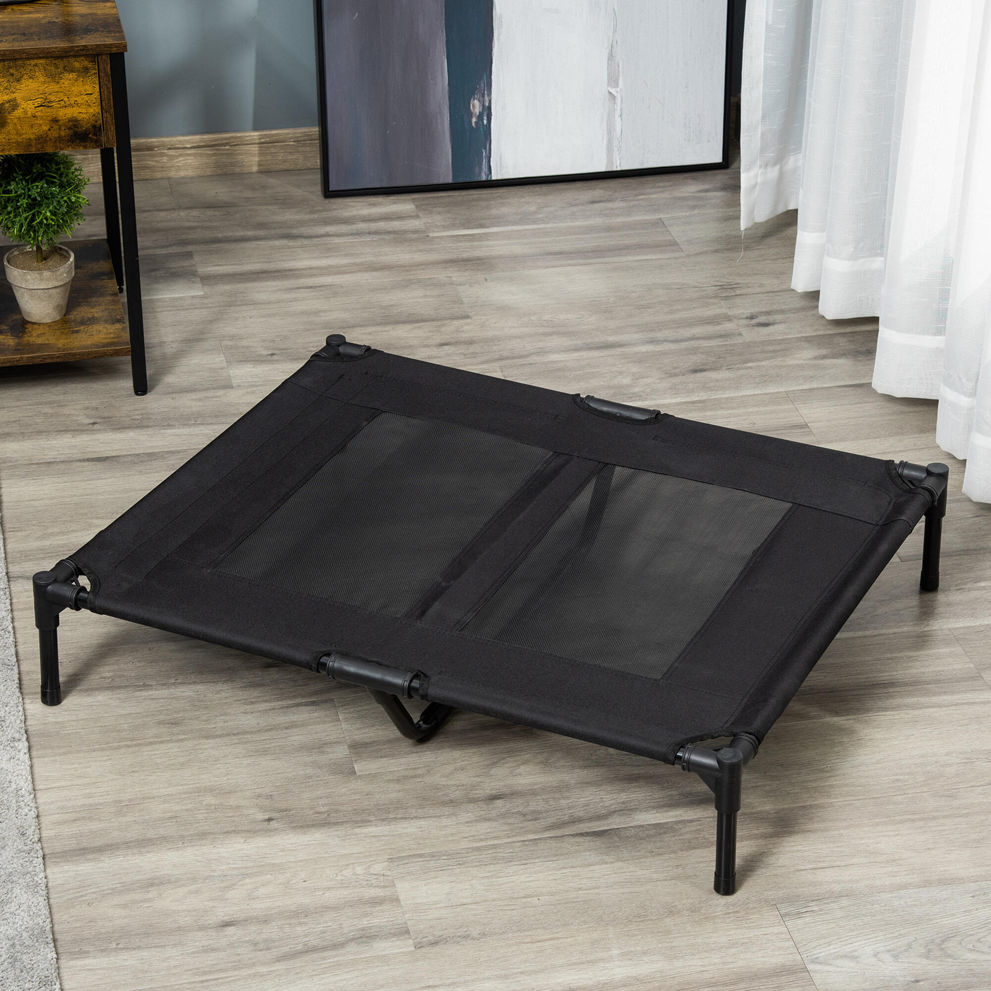 Cama elevada para cães 92x76x18 cm preto PawHut 2/7