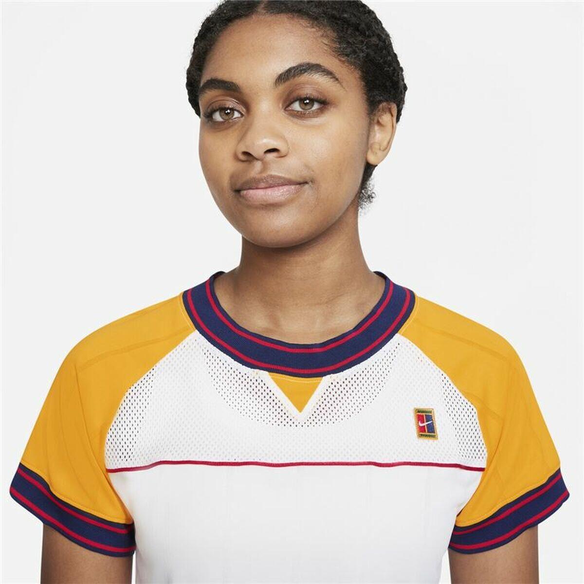 Damen Kurzarm-T-Shirt Nike Court Dri-Fit Slam Weiß 3/4
