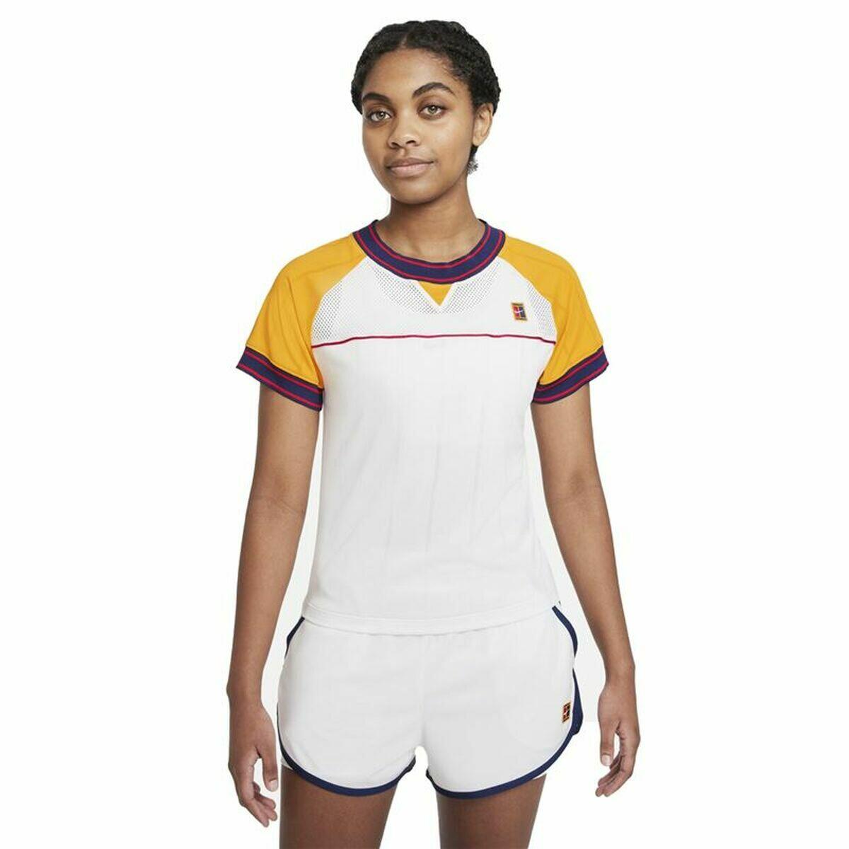 Damen Kurzarm-T-Shirt Nike Court Dri-Fit Slam Weiß 1/4