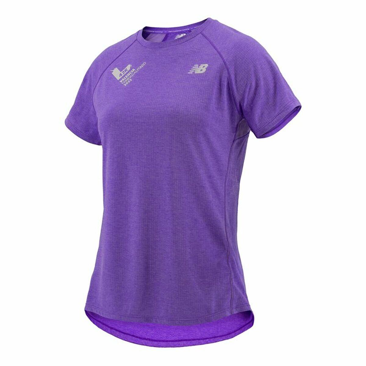 NEW BALANCE Dames-T-Shirt met Korte Mouwen New Balance Valencia Marathon Paars
