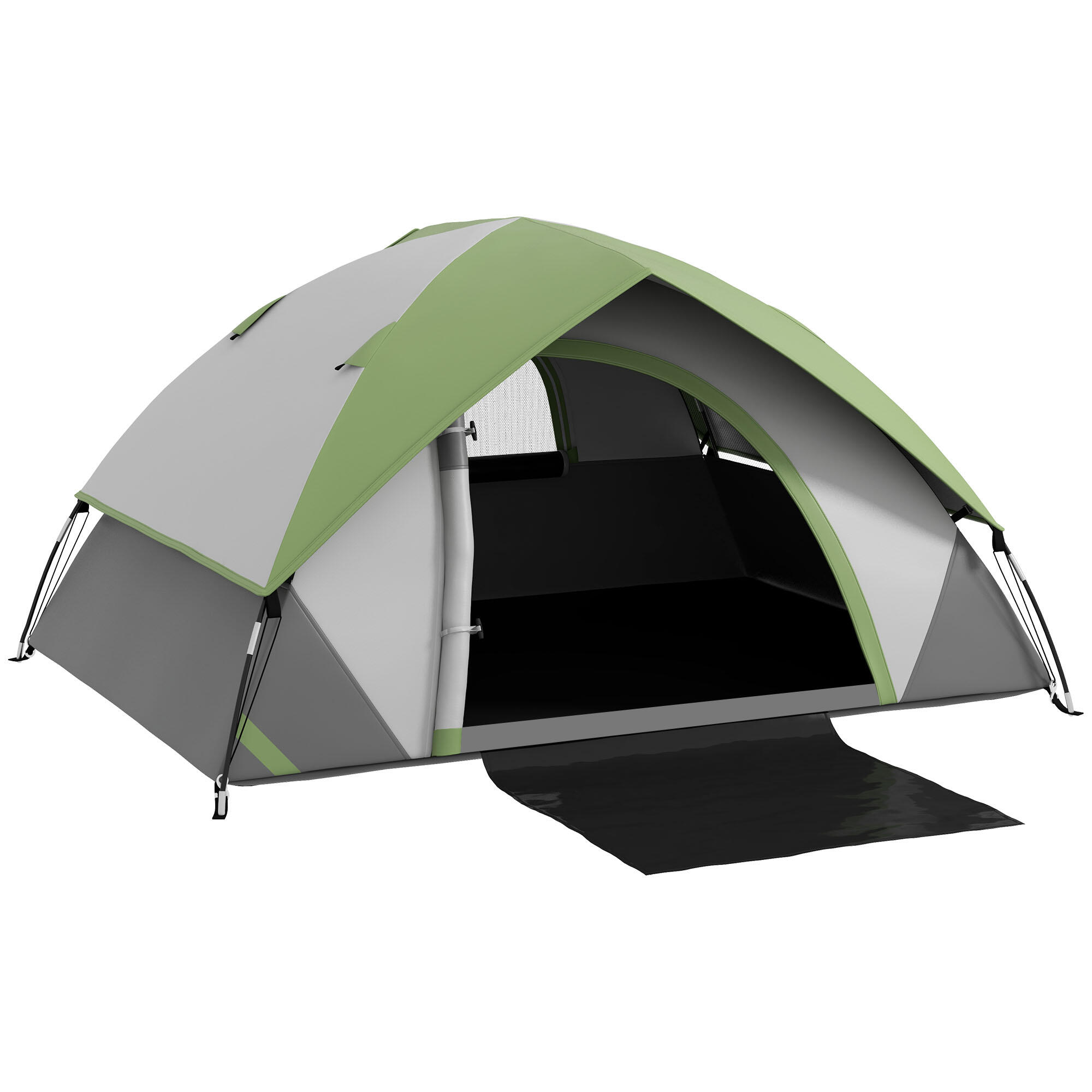 Tenda de campismo 210x150x110 cm cinza e verde Outsunny