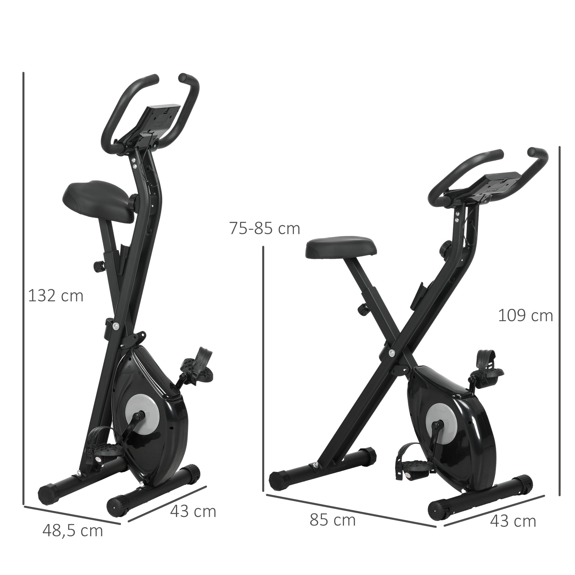 Bicicleta Estática Plegable HOMCOM 43x85x109 cm Negro 3/7