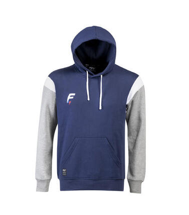Sweat capuche de rugby Force XV CONQUETE enfant marine-gris