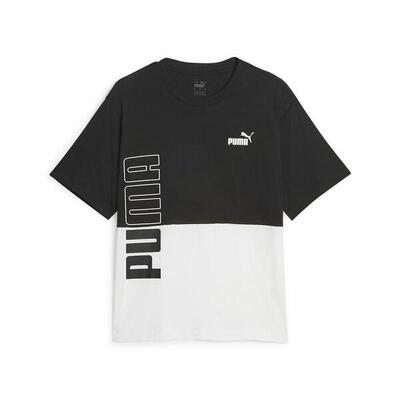 Dames-t-shirt met korte mouwen puma power colorblock wit