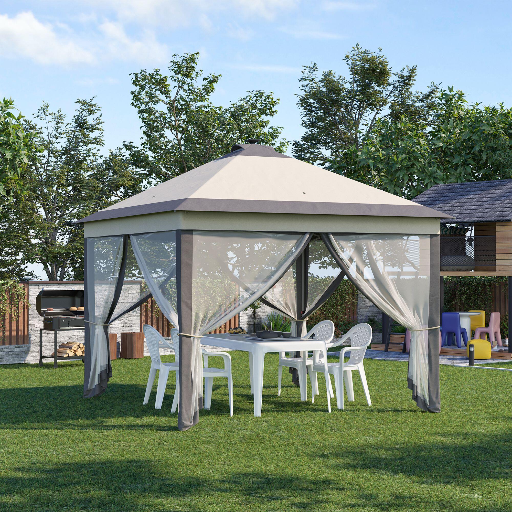 Pérgola dobrável bege Outsunny 2/7