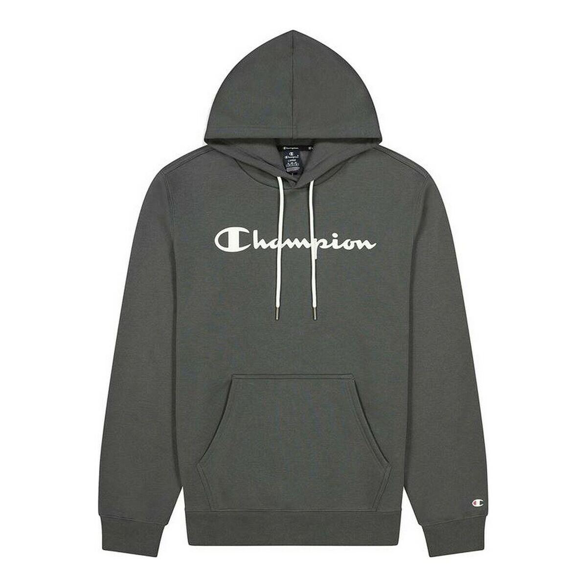 Polar com capuz homem champion script logo print cinzento escuro