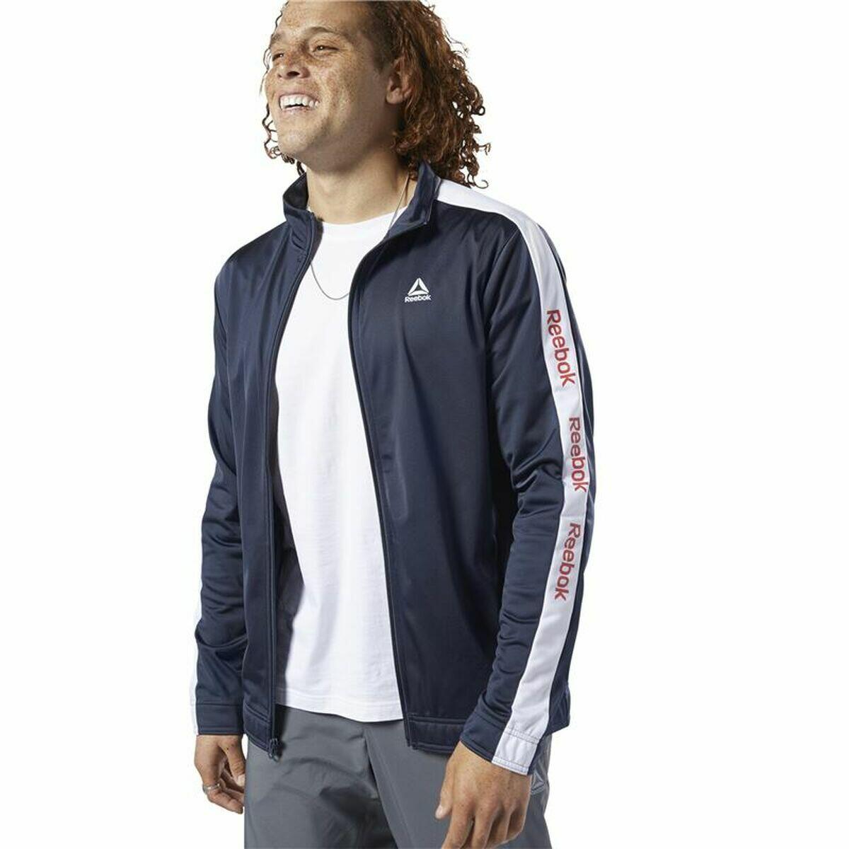 Heren Sportjas Reebok Essentials Linear Logo Donkerblauw 4/5