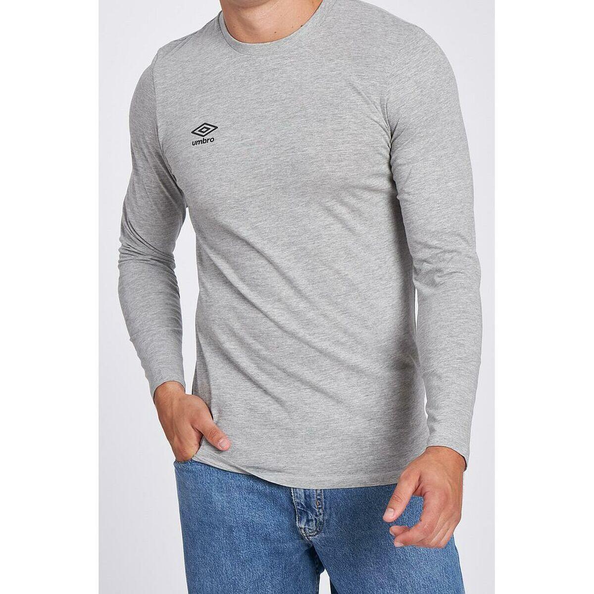 T-shirt à manches longues homme Umbro SMALL LOGO LS TEE 65775U B43  Gris 1/5