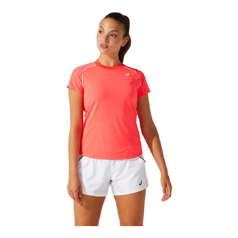 Camiseta de Manga Corta Mujer Asics Court Piping Naranja