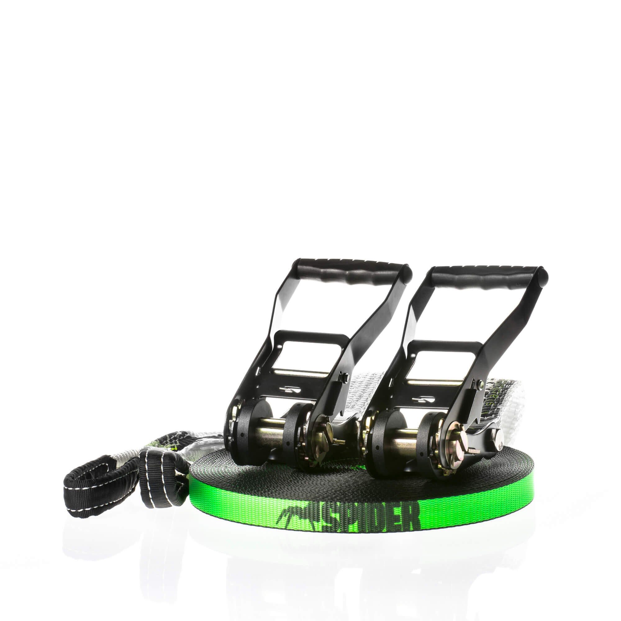 SPIDER Kit Slackline Longline - Fly Line 25, 2 Cricchetti White, Fettuccia 2,5m, Sling