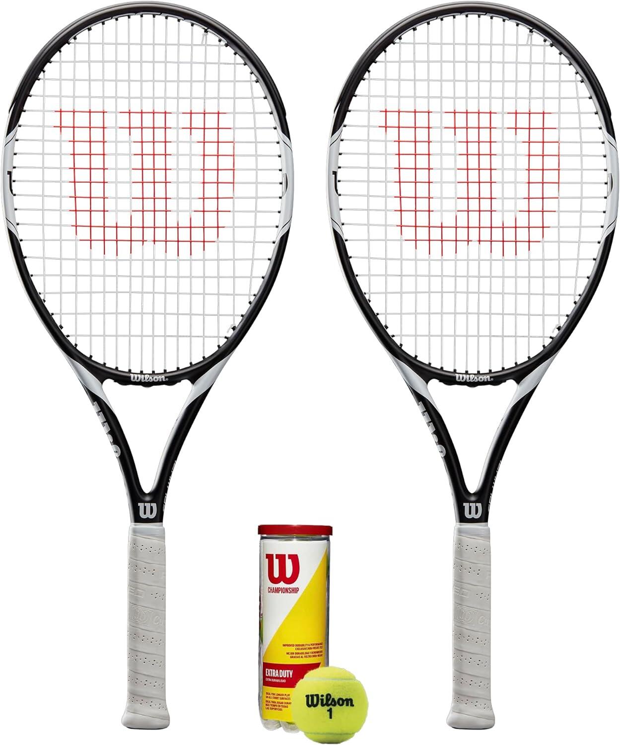 WILSON Wilson Federer Team 105 Graphite Tennis Racket Twin Set & Tennis Balls
