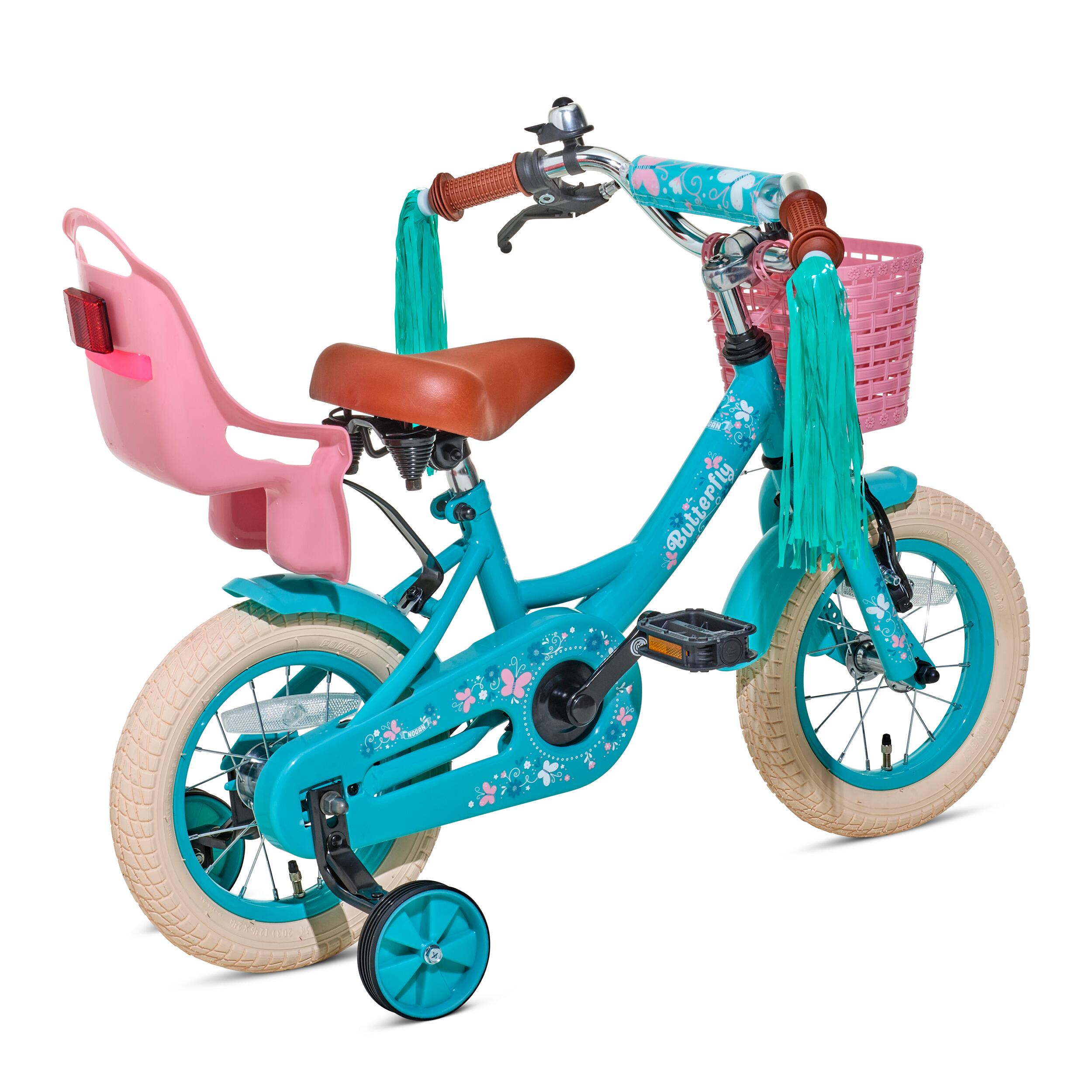 Nogan Butterfly Kinderfiets - 12 inch - Turquoise 3/4