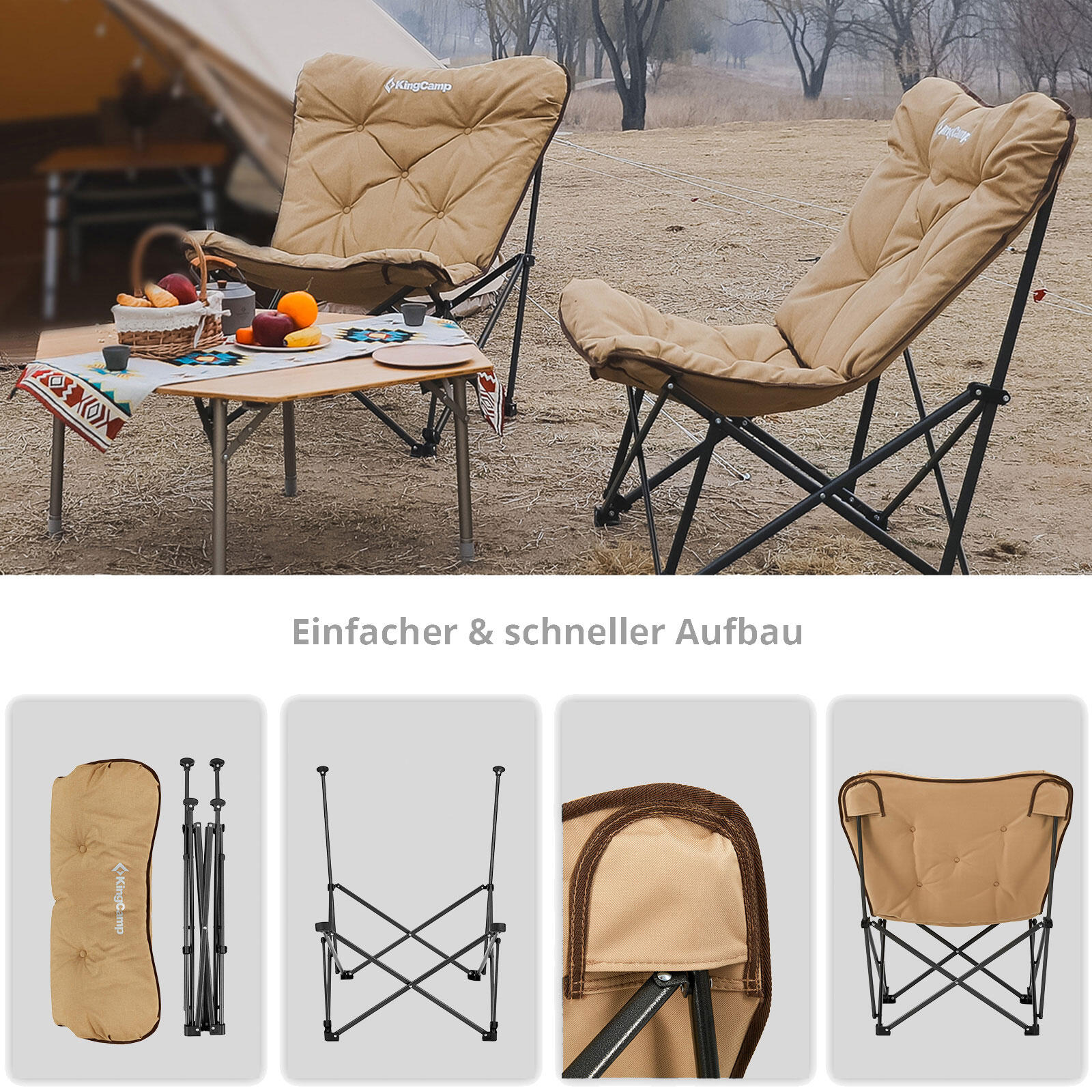 Sedia da Campeggio Lindon Relax butterfly chair lounge acciaio 136kg 7/7