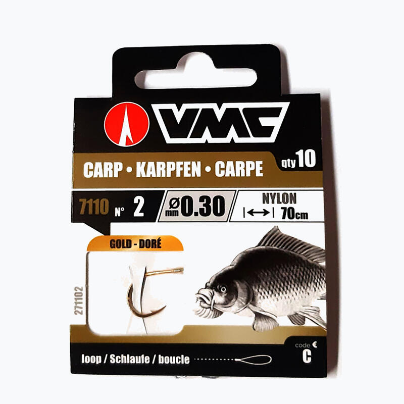 Líder VMC Karp Gold, laço, anzol farpado + linha, 10 unid.