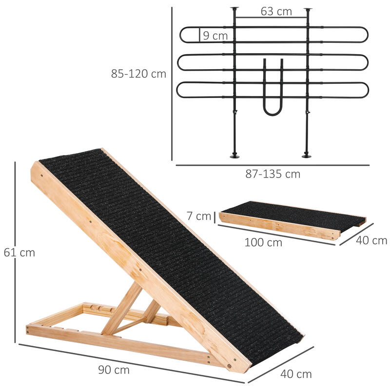 Conjunto para Mascotas PawHut 90x40x61 cm Negro y Natural