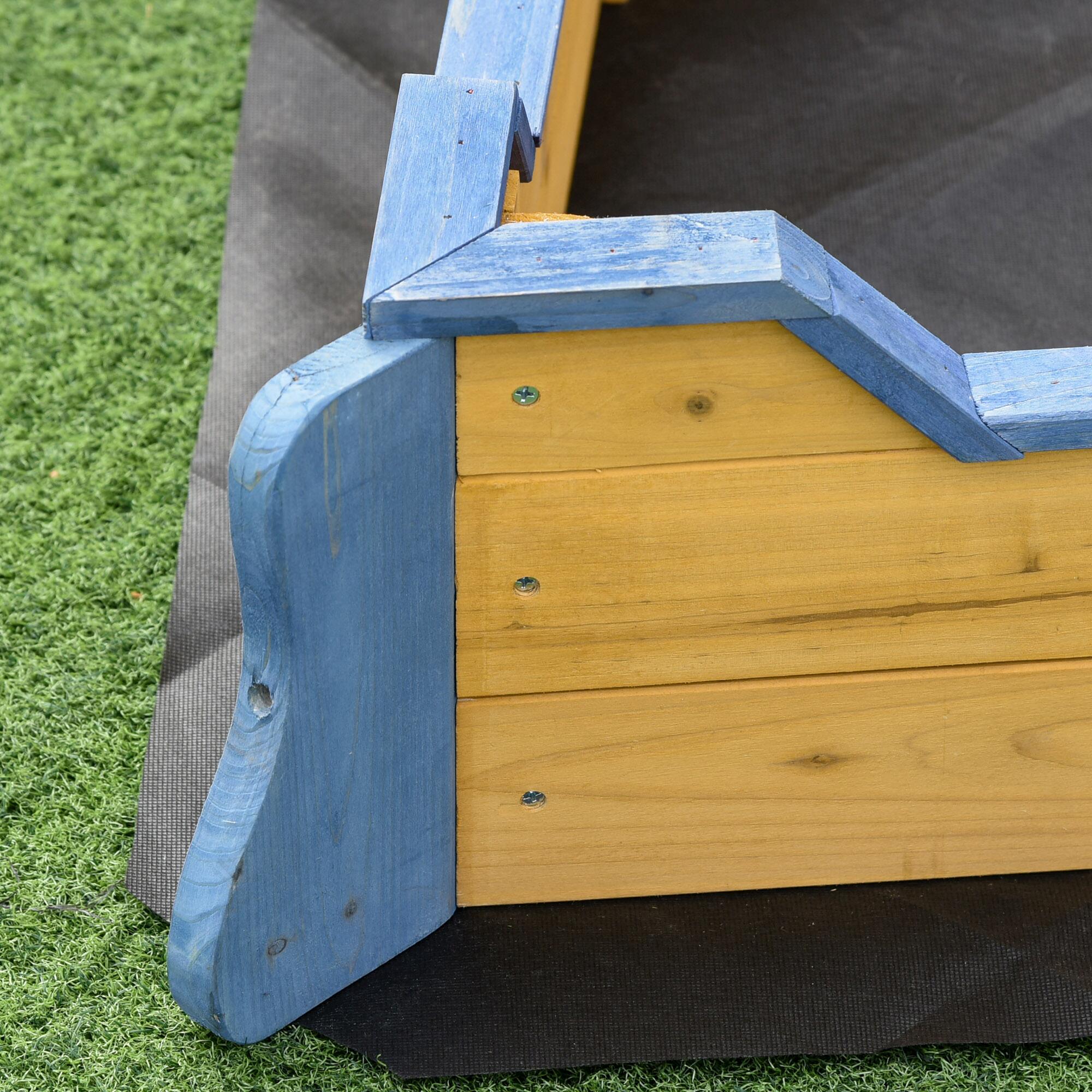 Caixa de Areia Infantil Outsunny 158x78x45.5 cm Cor de madeira natural 4/7